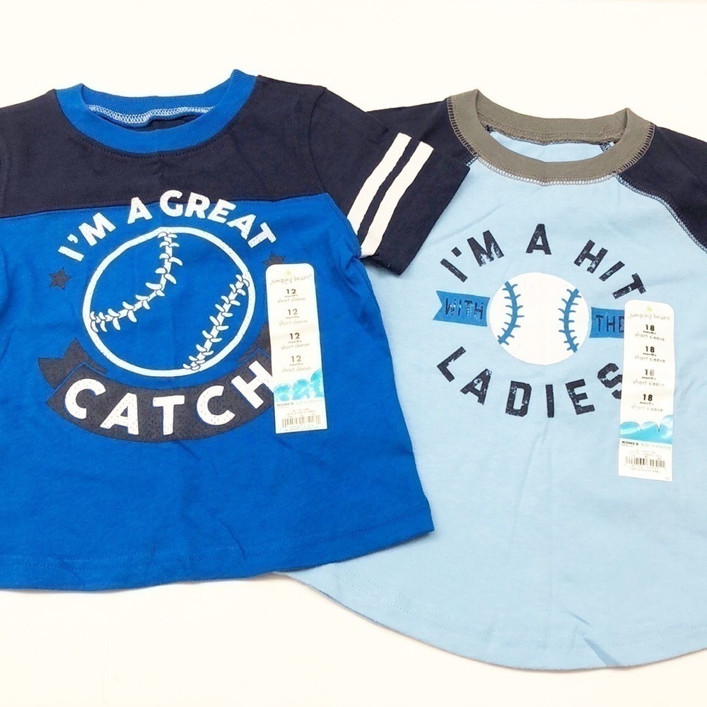 NEW Jumping Beans baseball graphic tshirt set
